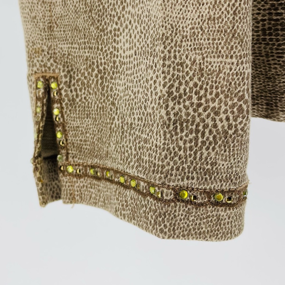 Chico's Tan Snakeskin Print Embellished Jacket, Hook Front Closure, Size Small - Picture 5 of 7